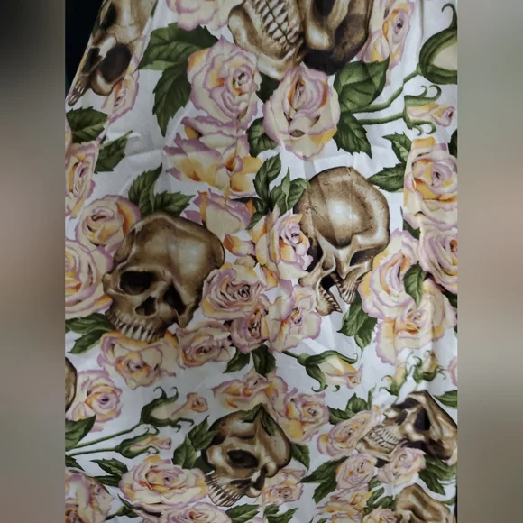 Folter/Modcloth Skull and flowers Dress, size Large - Picture 3 of 10
